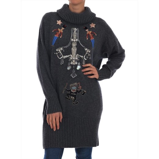 Fairy Tale Crystal Gray Cashmere Sweater Dolce & Gabbana IT44|L showroom.pl promocja