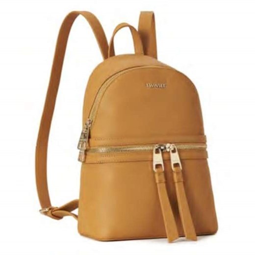 Backpack with zip in mustard-colored imitation leather Twinset ONESIZE showroom.pl