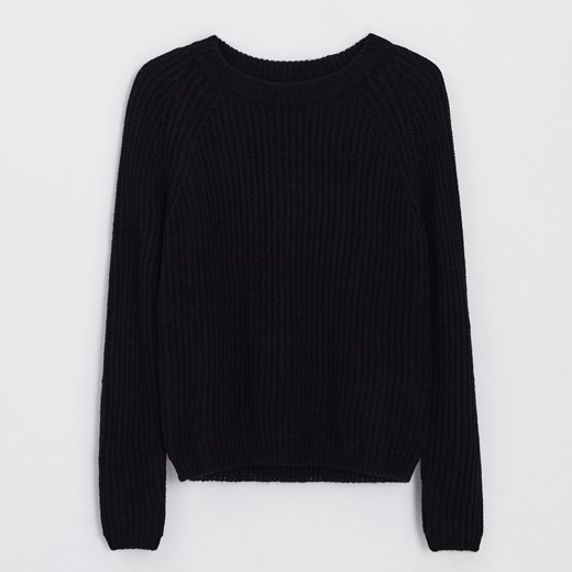 Cropp - Sweter z prążkowanej dzianiny - Czarny Cropp L Cropp