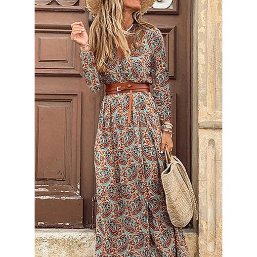 Sukienka Sandbella z długimi rękawami w stylu boho maxi 