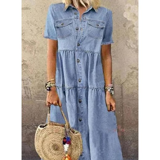 Sukienka Sandbella niebieska maxi casual