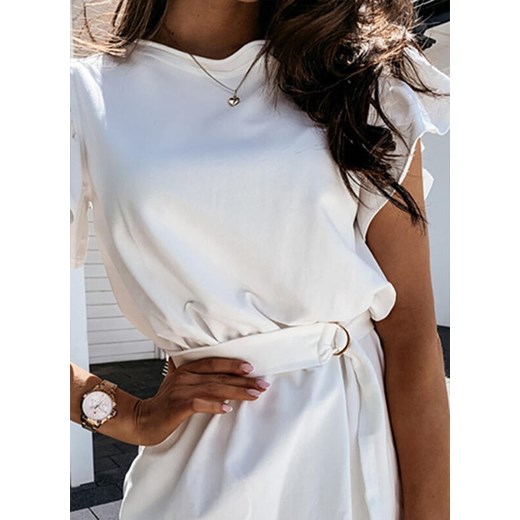 Sukienka biała Sandbella mini z krótkim rękawem 