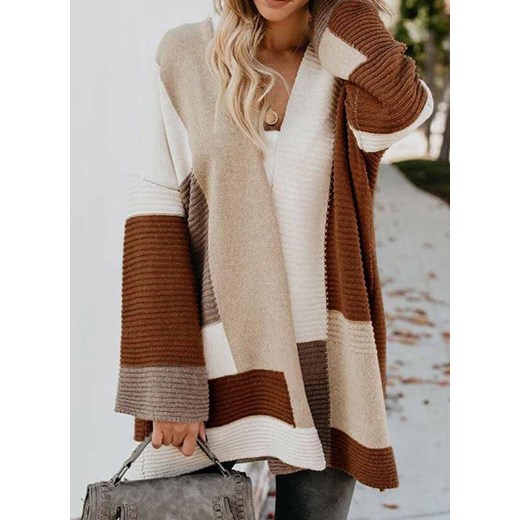 Długi rękaw rozpinany wzór geometryczny rękawy casual na co dzień do pracy Page sweter (S) Sweter 2XL okazja sandbella