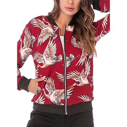 Czerwona kurtka damska Sandbella casual jesienna bez kaptura 