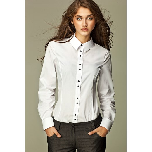 Biała koszula z czarnymi guzikami - K38 Nife XL (42) Świat Bielizny