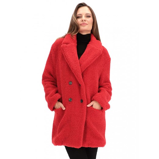 Krótki czerwony płaszcz pluszowy PIEN.700W19 Rino & Pelle Rino & Pelle 44 okazyjna cena Eye For Fashion