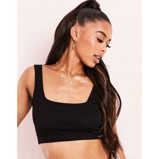 ASOS LUXE – Krótki czarny top na ramiączkach z kwadratowym dekoltem i głębokim wycięciem na plecach 36 Asos Poland