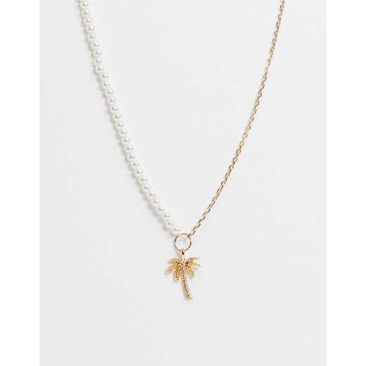 Chained & Able – Naszyjnik w złotym kolorze z perłami i zawieszką w kształcie palmy-Wielokolorowy Chained & Able No Size Asos Poland