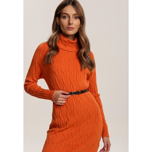 Pomarańczowa Sukienka Dzianinowa Blackbloom Renee L/XL okazyjna cena Renee odzież