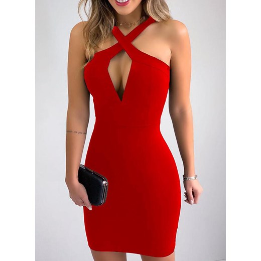 101008-RED (S) Sukienka S okazja sandbella