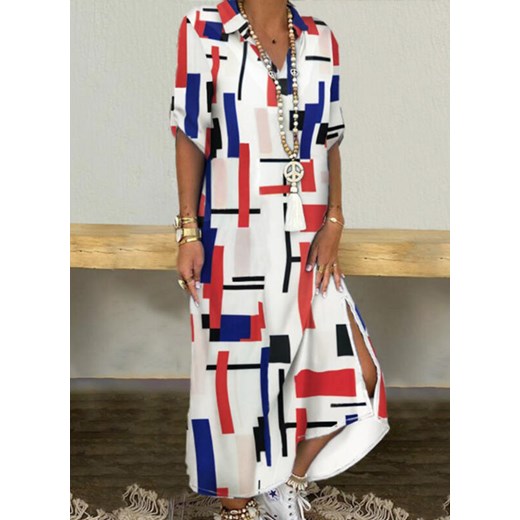 Sukienka Sandbella dzienna bawełniana oversize maxi w abstrakcyjnym wzorze 
