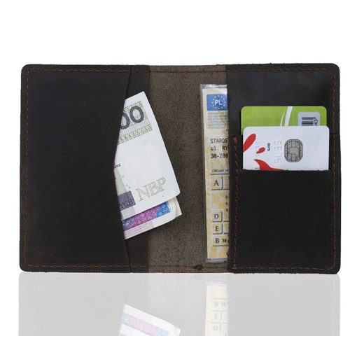Slim wallet BRØDRENE SW05 super cienki portfel ze skóry ciemny brąz Brødrene Bagażownia.pl wyprzedaż