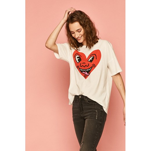 T-shirt damski Keith Haring kremowy Medicine M wyprzedaż wearmedicine