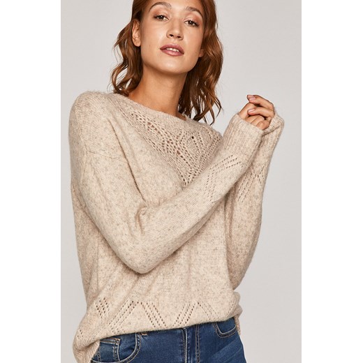 Sweter damski z ażurową wstawką beżowy Medicine wearmedicine Odzież Damska TU beżowy BHRD Sweter damski z ażurową wstawką beżowy Medicine wearmedicine Odzież Damska TU beżowy BHRD