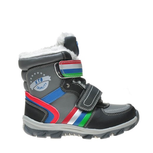 Buty zimowe dziecięce Pantofelek24 śniegowce na rzepy w paski 