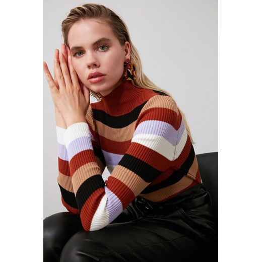 Trendyol Taba Striped Knit Sweater Trendyol S Factcool