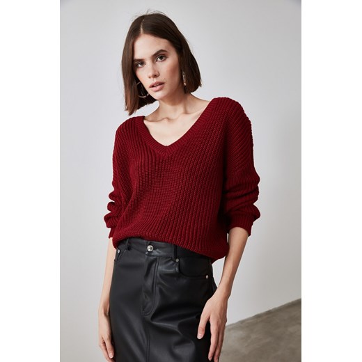 Trendyol Knitwear Sweater with Burgundy Tying Detail Trendyol S Factcool