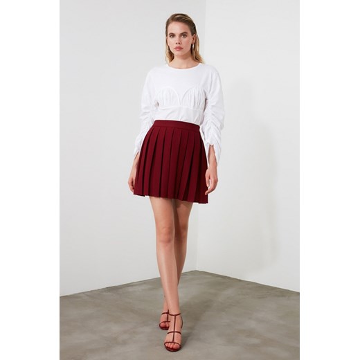 Trendyol Burgundy Pleated Skirt Trendyol 36 Factcool