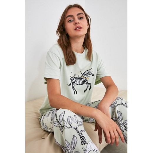 Trendyol Mint Zebra Printed Knitted Pyjamas Kit Trendyol S Factcool