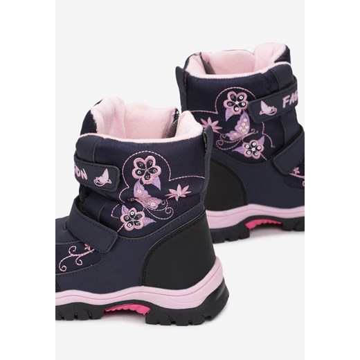 Granatowe buty zimowe dziecięce Born2be śniegowce 