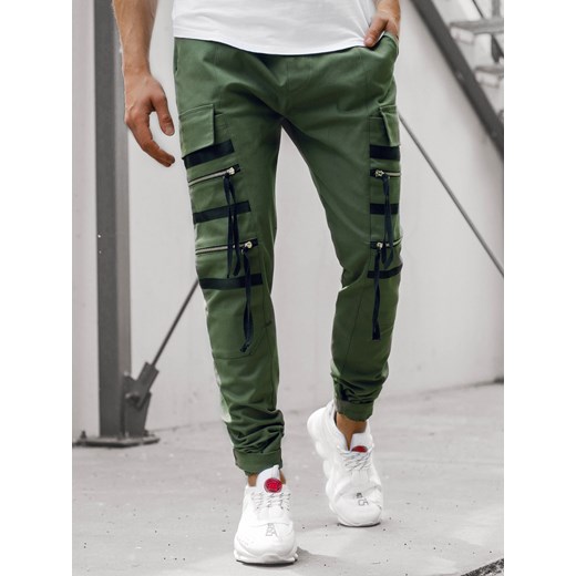 SPODNIE MĘSKIE CHINO JOGGERY KHAKI OZONEE G/11146 L ozonee.pl wyprzedaż