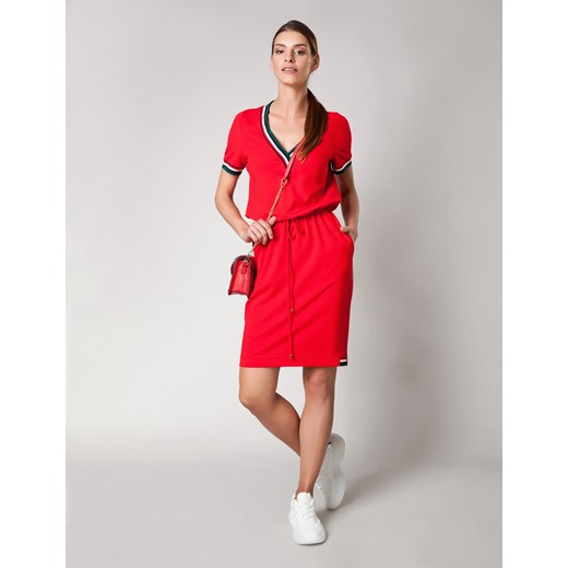 Czerwona sukienka z wiązaniem w talii MOLTON Molton L wyprzedaż Molton