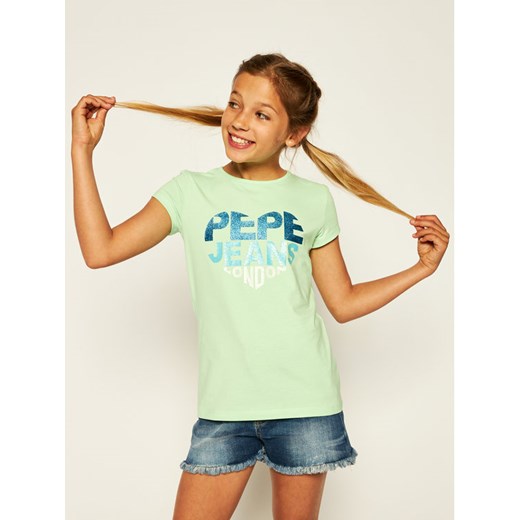 Pepe Jeans T-Shirt Bendela PG502433 Zielony Regular Fit Pepe Jeans 10 okazyjna cena MODIVO
