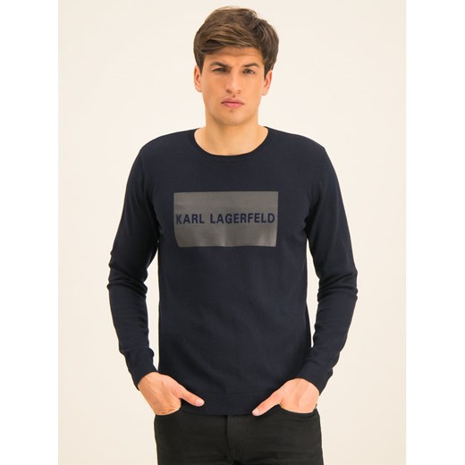 KARL LAGERFELD Sweter Knit 655027 592305 Granatowy Regular Fit Karl Lagerfeld XL okazja MODIVO