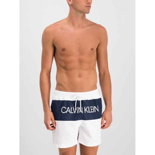 Calvin Klein Swimwear Szorty kąpielowe KM0KM00403 Biały Regular Fit XL okazja MODIVO