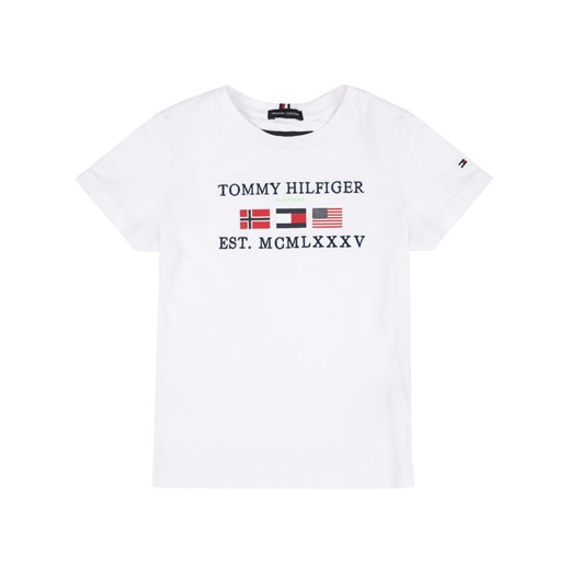 TOMMY HILFIGER T-Shirt Flags Alpine KB0KB05395 M Biały Regular Fit Tommy Hilfiger 5 wyprzedaż MODIVO