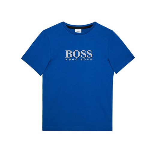 T-shirt chłopięce BOSS Hugo niebieski z krótkim rękawem 