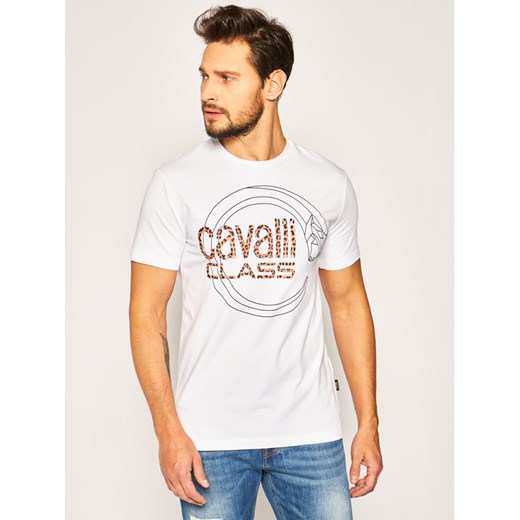 Cavalli Class T-Shirt B3JVB705 Biały Regular Fit Cavalli Class L okazyjna cena MODIVO