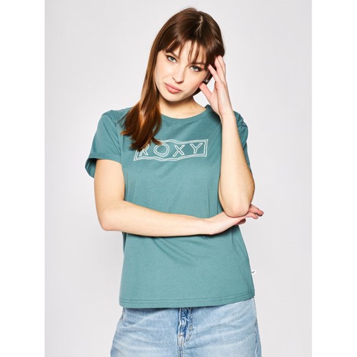 Roxy T-Shirt ERJZT04808 Zielony Regular Fit L okazja MODIVO