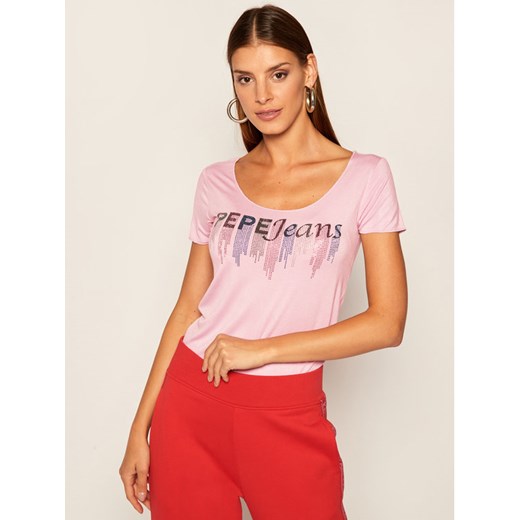 Pepe Jeans T-Shirt Abbey PL504506 Różowy Slim Fit Pepe Jeans S MODIVO