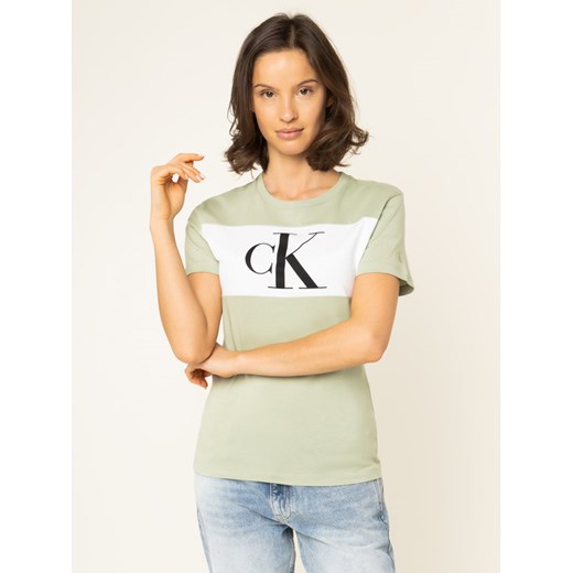 Calvin Klein Jeans T-Shirt J20J213183 Zielony Regular Fit L okazja MODIVO