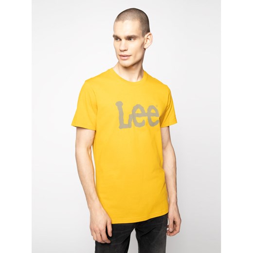 Lee T-Shirt Wobbly Logo Tee L65QFENF Żółty Regular Fit Lee S promocyjna cena MODIVO