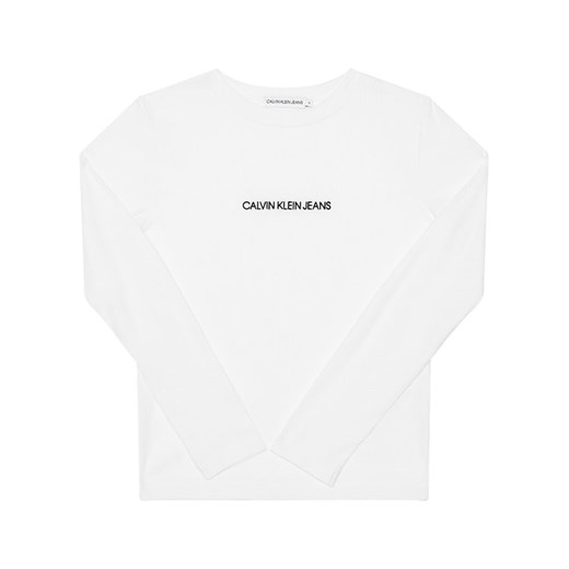 Calvin Klein Jeans Bluzka Logo Rib IG0IG00571 Biały Regular Fit 4Y MODIVO