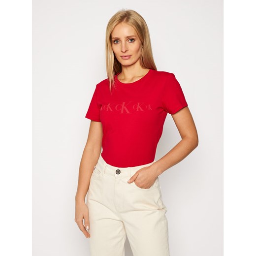 Bluzka damska Calvin Klein z okrągłym dekoltem z krótkim rękawem casualowa 