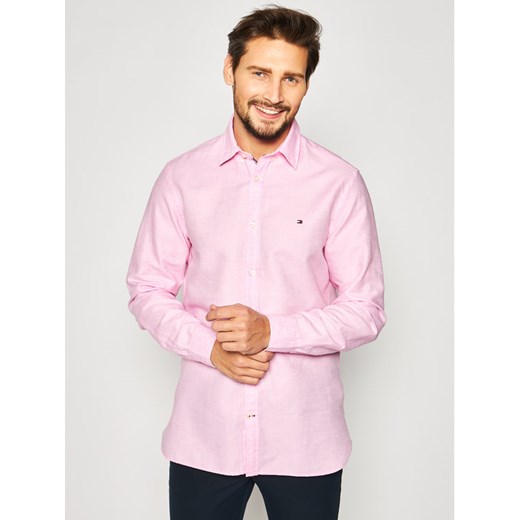 TOMMY HILFIGER Koszula Twill Shirt MW0MW12761 Różowy Regular Fit Tommy Hilfiger XL promocja MODIVO
