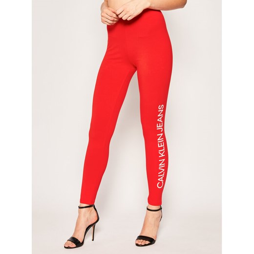 Calvin Klein Jeans Legginsy J20J213830 Czerwony Slim Fit XL promocja MODIVO