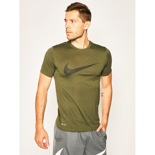 NIKE Koszulka techniczna Dri-FIT Legend Swoosh Tee CK4250 Zielony Standard Fit Nike L wyprzedaż MODIVO