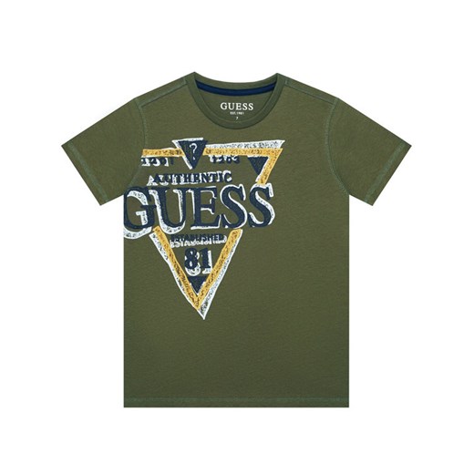 T-shirt chłopięce Guess zielony z krótkim rękawem 