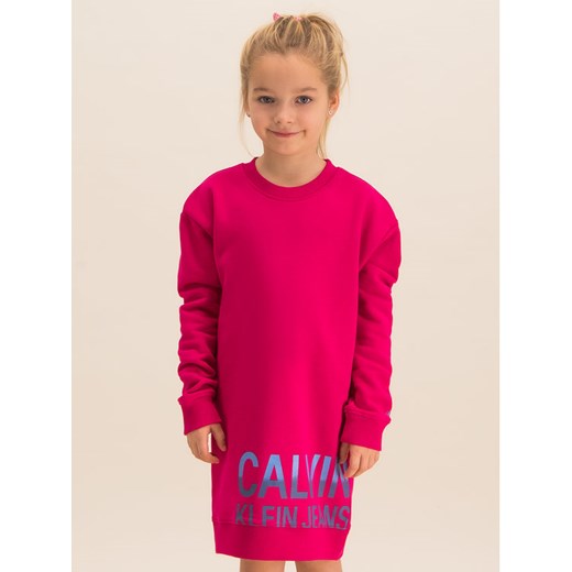 Calvin Klein Jeans Sukienka codzienna Stamp Logo IG0IG00407 Różowy Regular Fit 8 okazja MODIVO