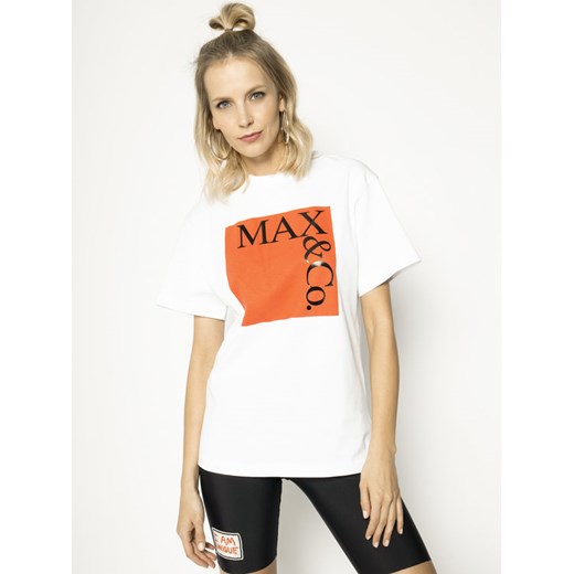 MAX&Co. T-Shirt Tee 49719620 Biały Oversize M wyprzedaż MODIVO