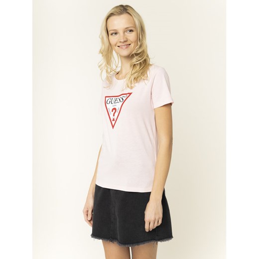 Guess T-Shirt Basic Triangle Tee W01I98 JA900 Różowy Regular Fit Guess S promocja MODIVO