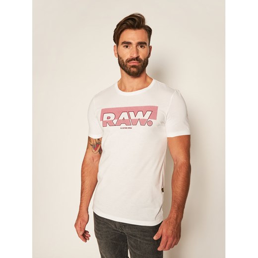 G-Star RAW T-Shirt Graphic D17689-336-110 Biały Slim Fit M wyprzedaż MODIVO