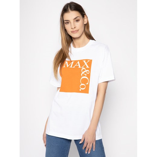 MAX&Co. T-Shirt Tee 49719620 Biały Oversize S MODIVO okazyjna cena