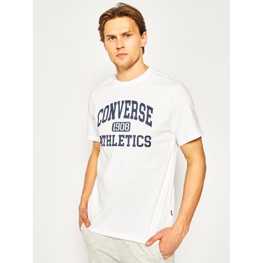 Converse T-Shirt Varsity Wordmark Tee 10019071-A02 Biały Regular Fit Converse S okazja MODIVO