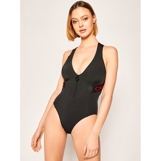 Calvin Klein Swimwear Strój kąpielowy Front One Piece KW0KW01000 Czarny S wyprzedaż MODIVO