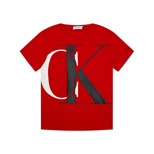 T-shirt chłopięce czerwony Calvin Klein z krótkim rękawem 